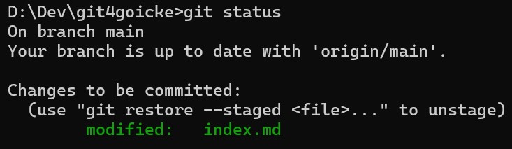 Output Git Status after Add without Commit